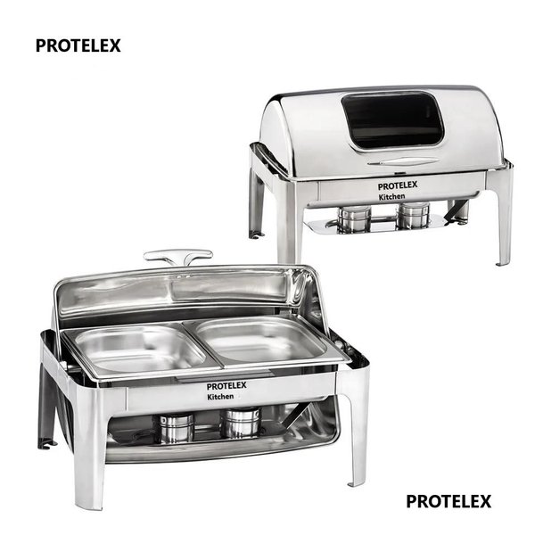 Chafing dish roll top mit Fenster 2xGN1/2