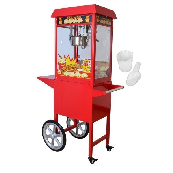 Machine à popcorn avec chariot rouge 1600W
