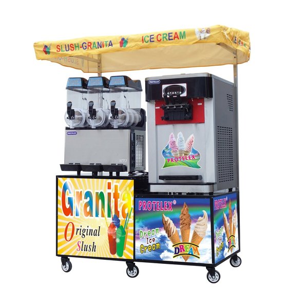 trolley for slush and ice cream machine with canopy