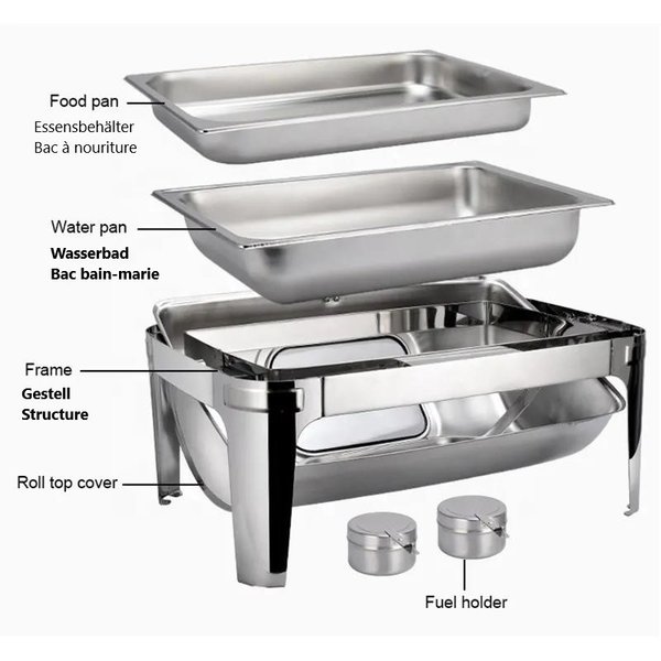 Chafing dish roll top cover with window 1xGN1/1
